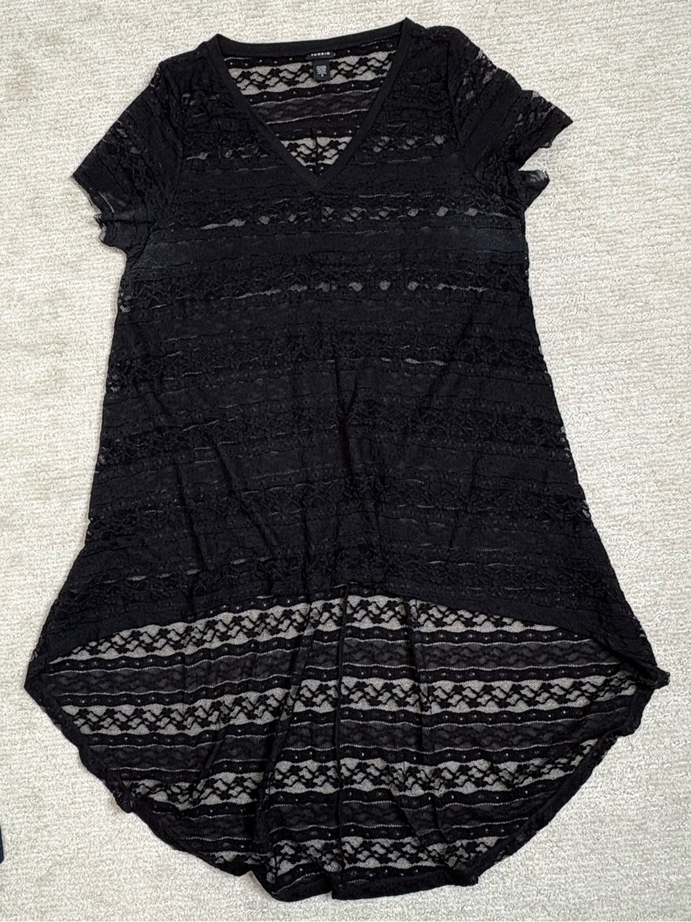Torrid Black All over Lace V-Neck Tunic Dress Top Size 2X Short Sleeve V-Neck - Picture 6 of 6